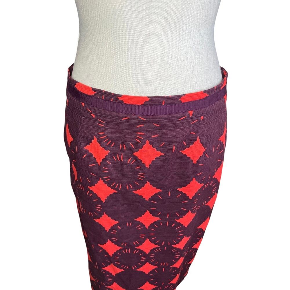 BODEN Red & wine Geometric flower Pencil Skirt professional preppy size 8L - Picture 3 of 8